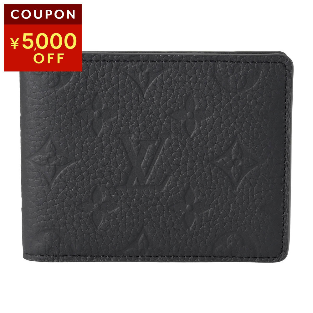 Louis Vuitton Bifold Wallet Taurillon Leather Portefeuille Multiple Black